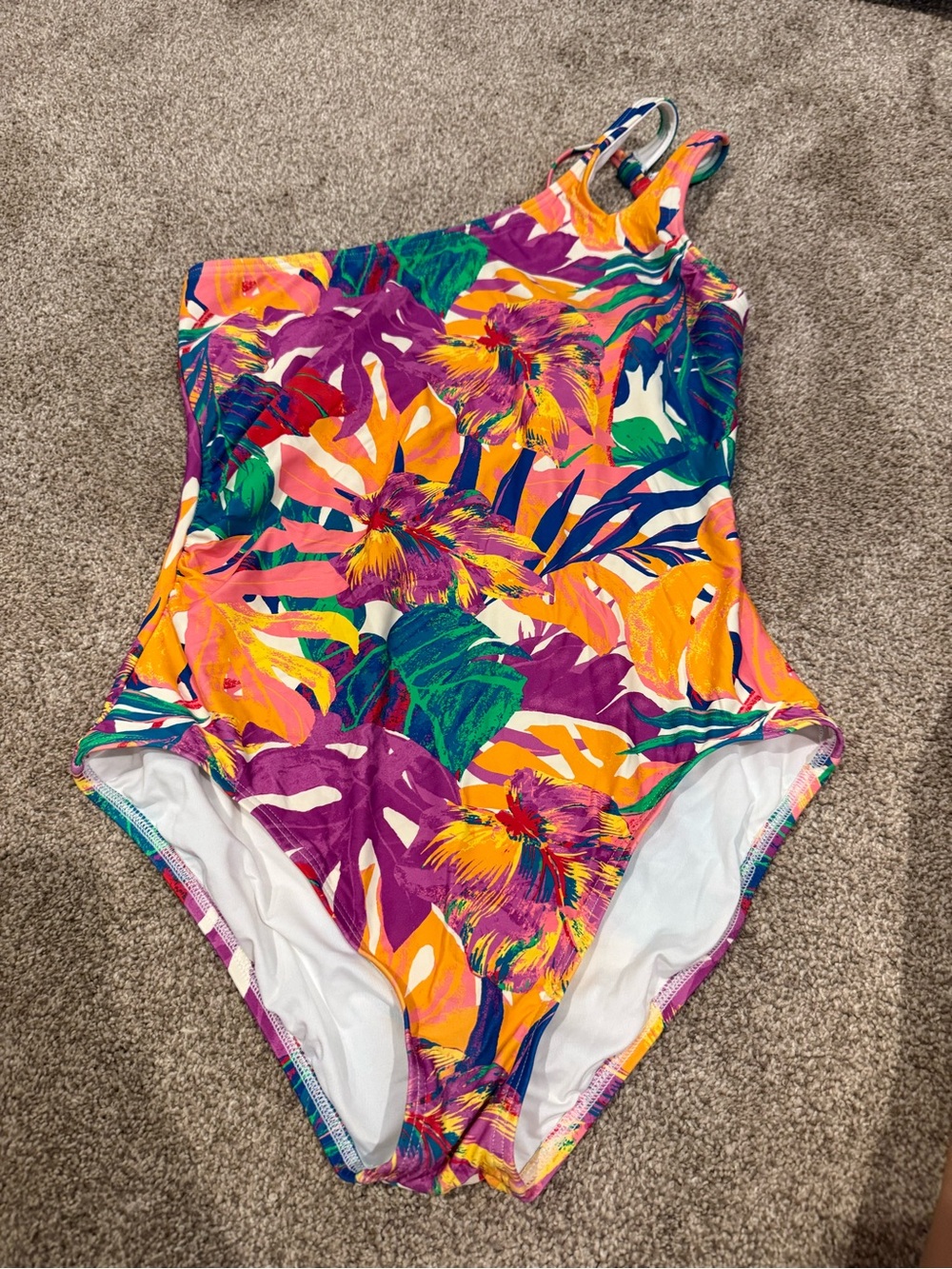 Soma One-Shoulder Tropical Print Swimsuit - Bright Multi